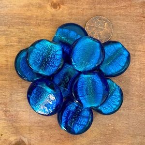 Midnight Deep Blue Foiled Glass Beads 2mm Large Hole (Lot of 10)